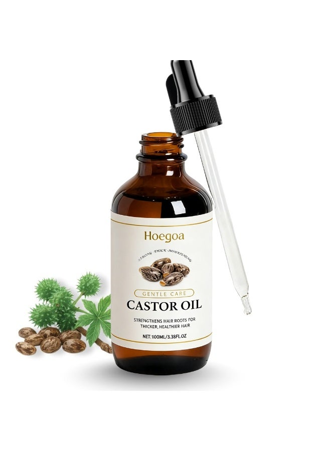 Hoegoa Castor Oil, Hair Strengthen Serum With Rosemary For Hair Growth, Fuller Lashes And Eyebrows, Hydrated And Rejuvenated Skin, Body, Hairs And Carrier Oil, 100ml/3.38fl oz - Image 2